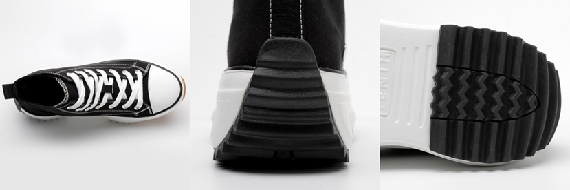 details of the black canvas high top sneakers