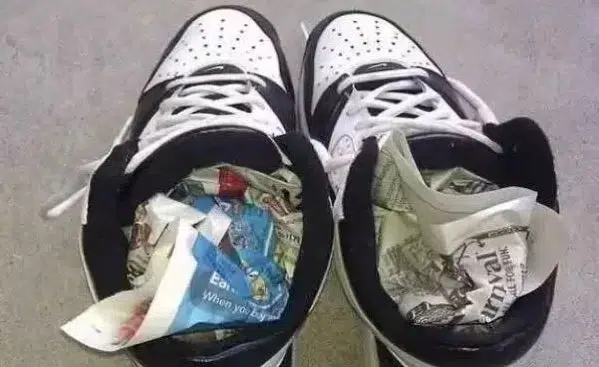 Newspaper​ in shoes