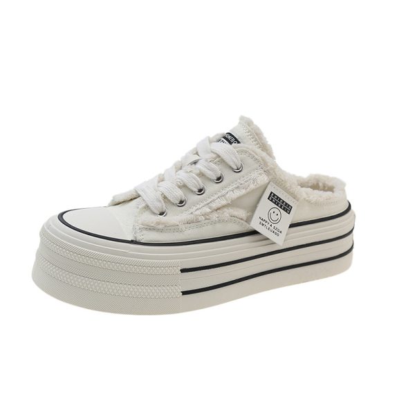 white slip on canvas shoes