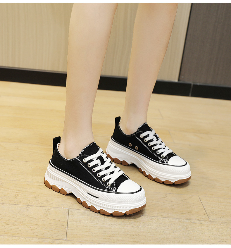 Chunky canvas lace up boots